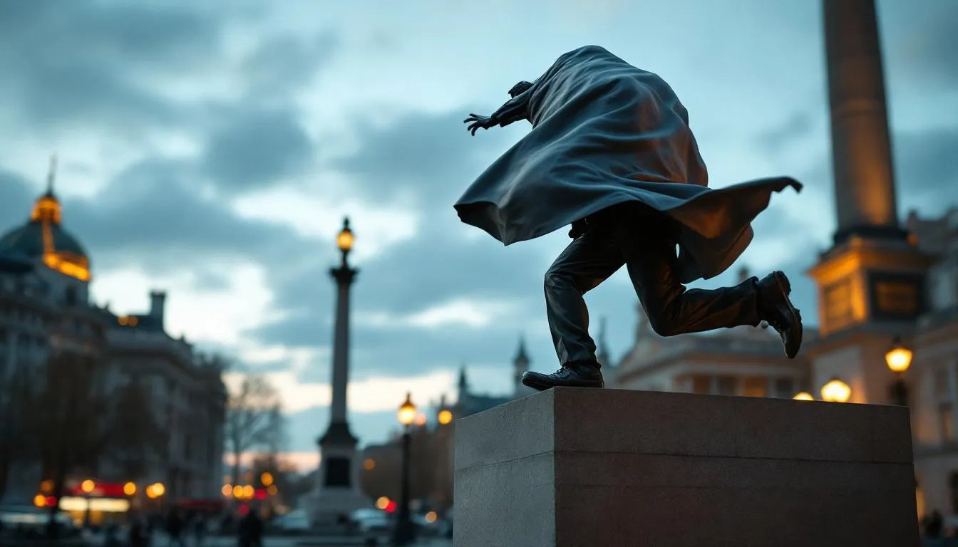 Banksy revient à Londres avec une statue qui marche dans le vide