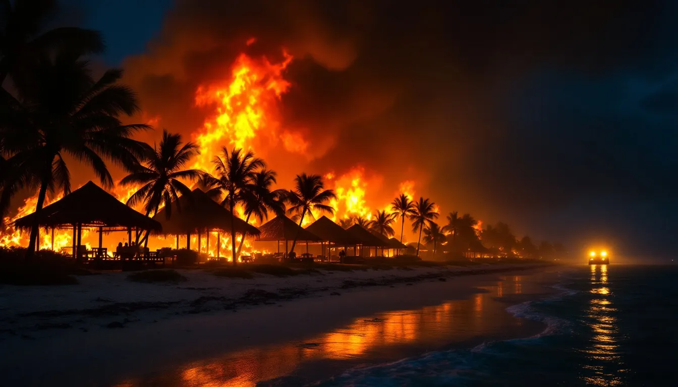 Un resort de luxe des Caraïbes ravagé par le feu, une touriste tuée