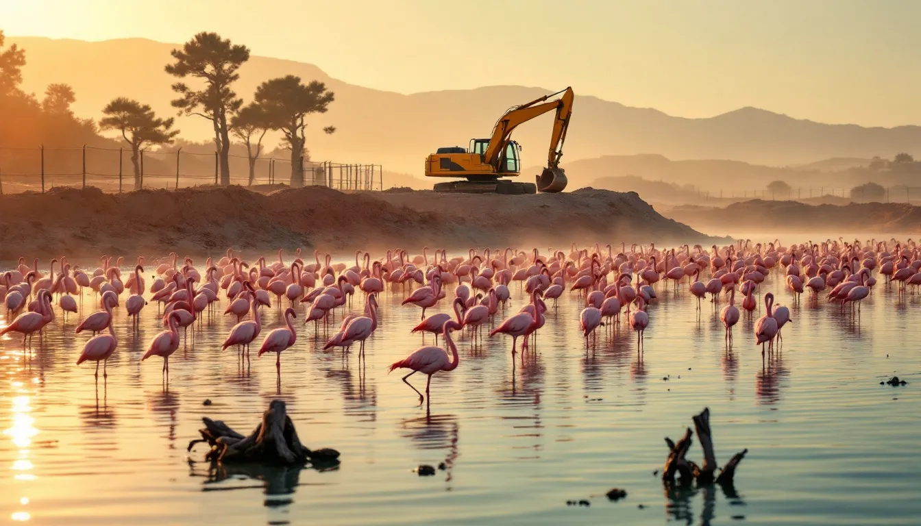 En Albanie, des flamants roses défient un complexe de la famille Trump